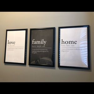 3 framed photos.